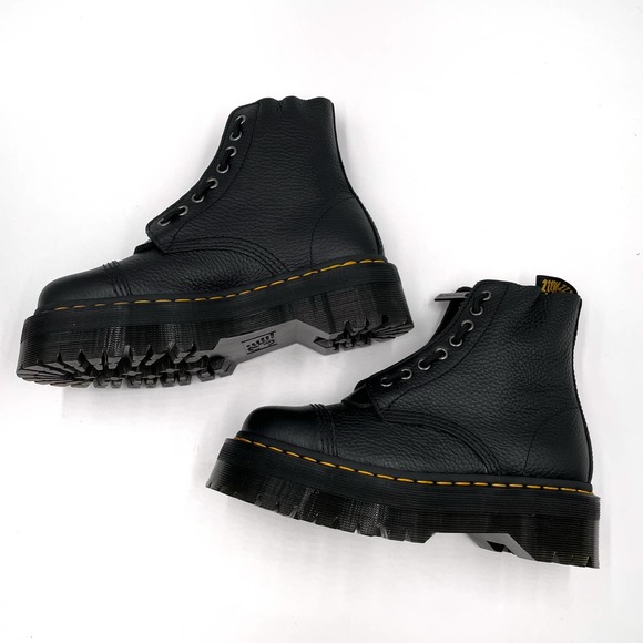 SOLD-New Dr Martens Sinclair Platform Boots Black Zip Front Smooth Leather - Picture 5 of 9